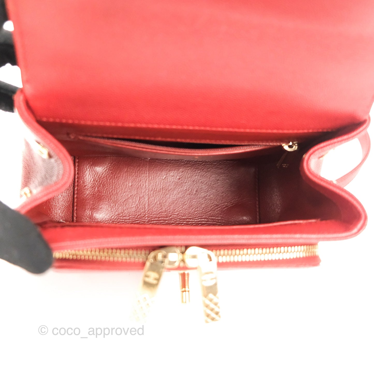 Chanel Quilted Small Business Affinity Flap Red Caviar Gold Hardware