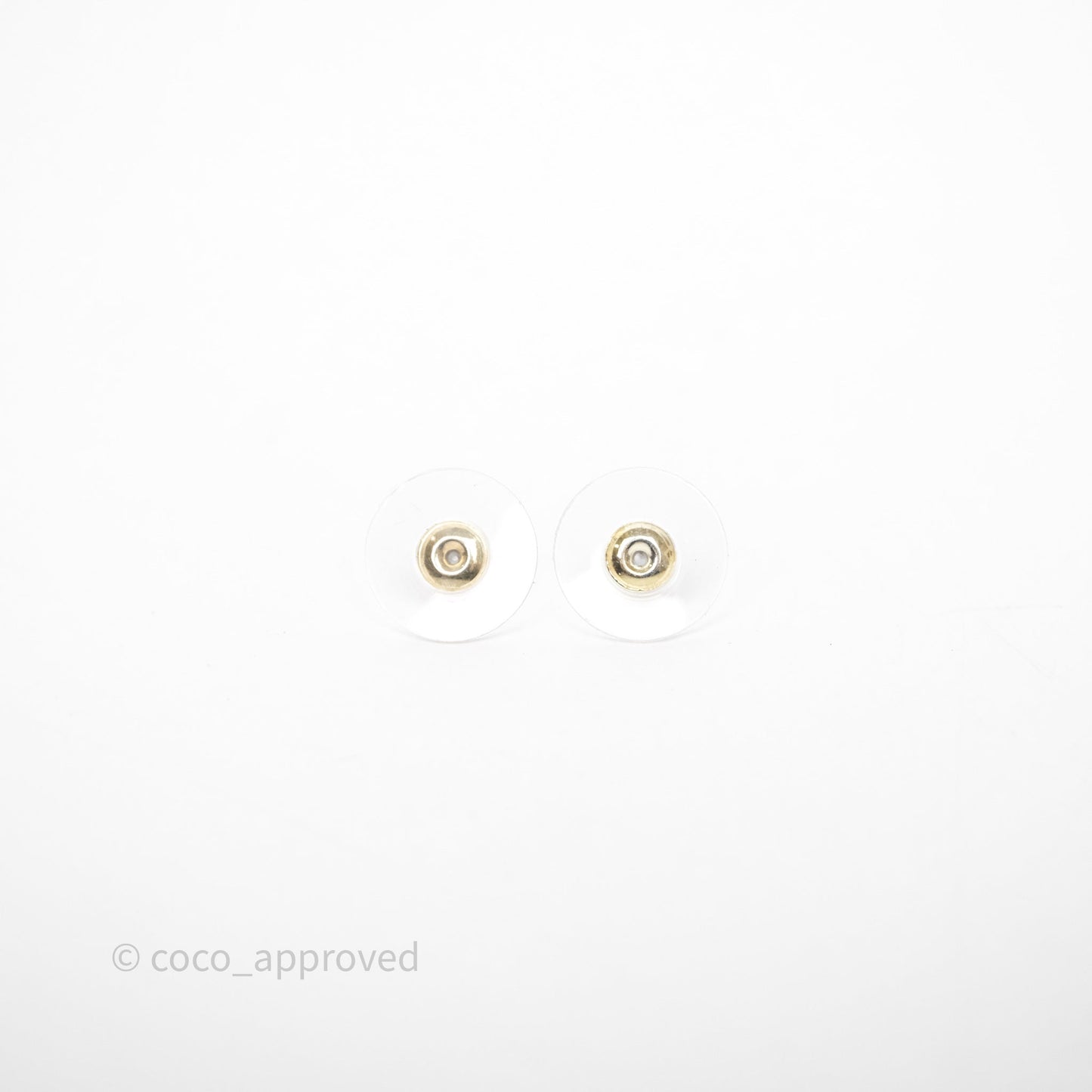 Chanel CC Pearl Black Flower Earrings Silver Tone 21B