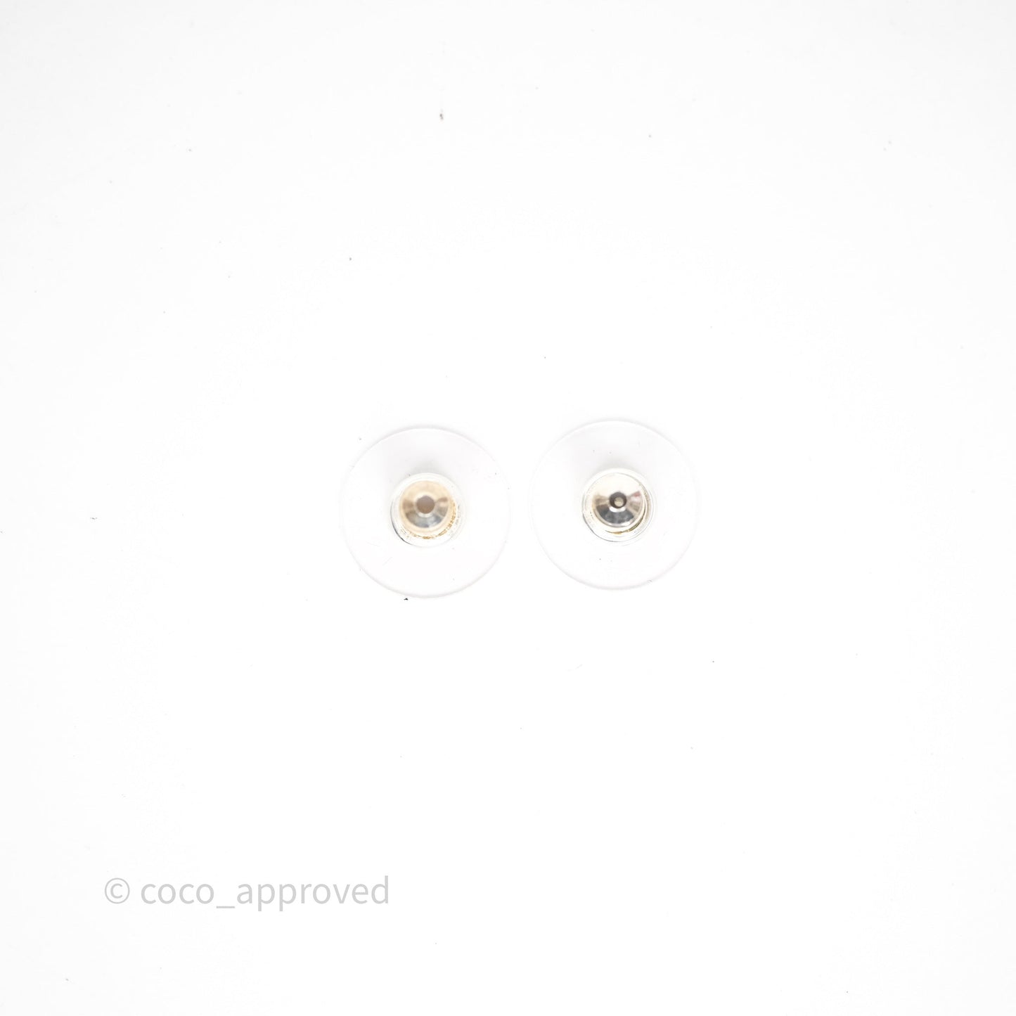 Chanel CC Pearl Black Flower Earrings Silver Tone 21B