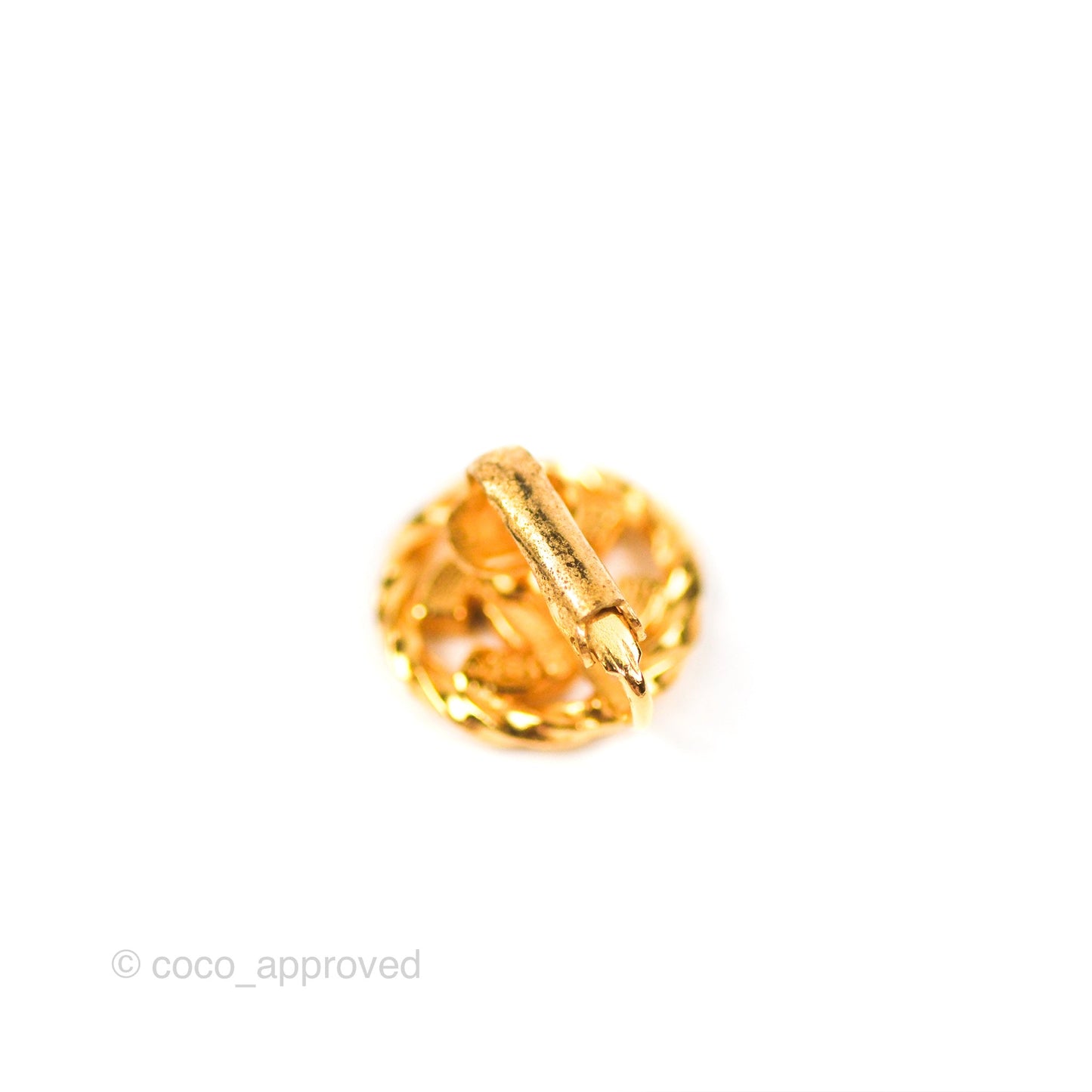 Chanel Vintage Round CC Crystal Ear Clip Gold Tone