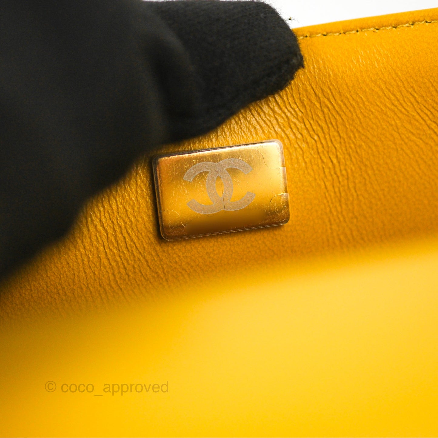 Chanel Top Handle Mini Rectangular Flap Bag Mustard Yellow Lambskin Gold Hardware