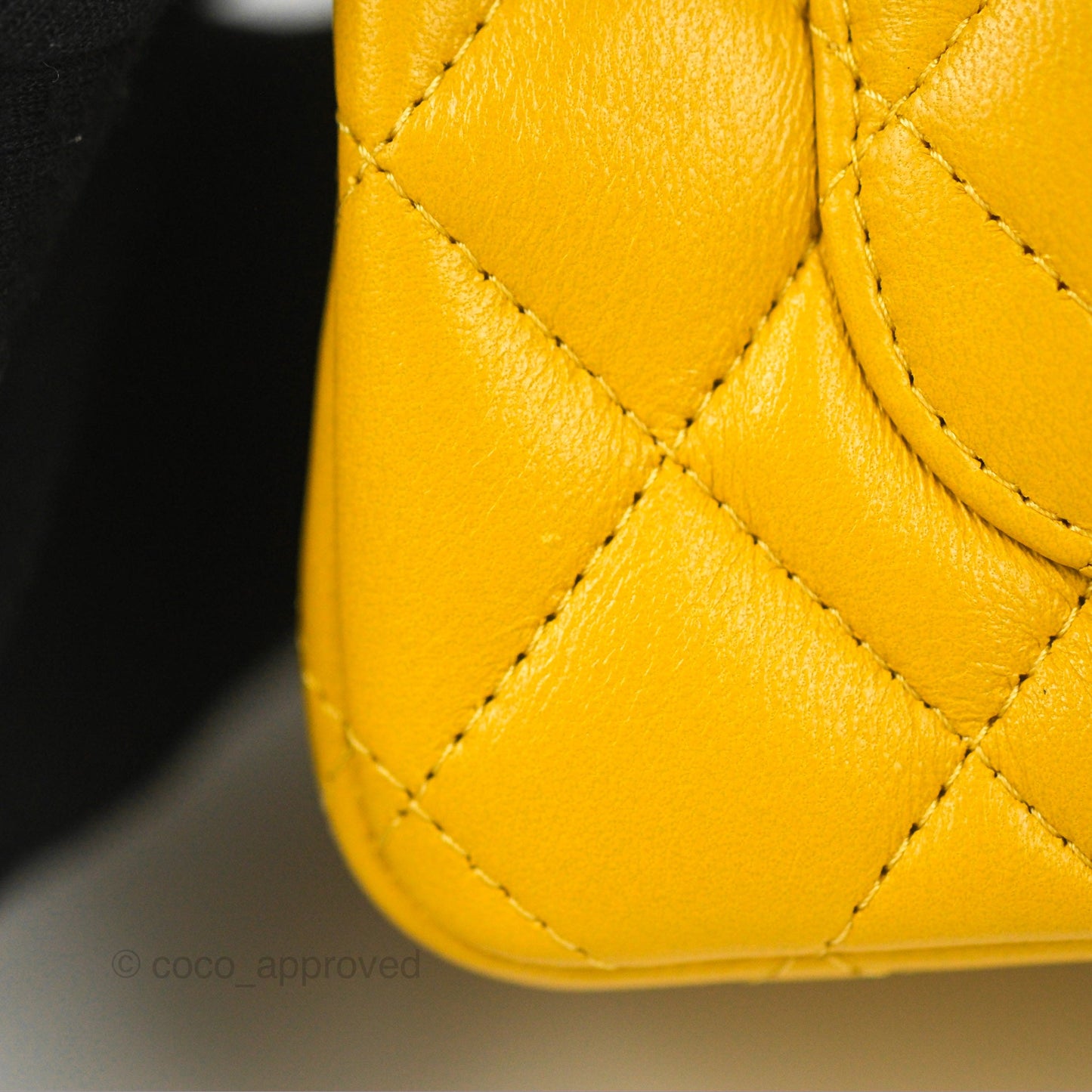 Chanel Top Handle Mini Rectangular Flap Bag Mustard Yellow Lambskin Gold Hardware