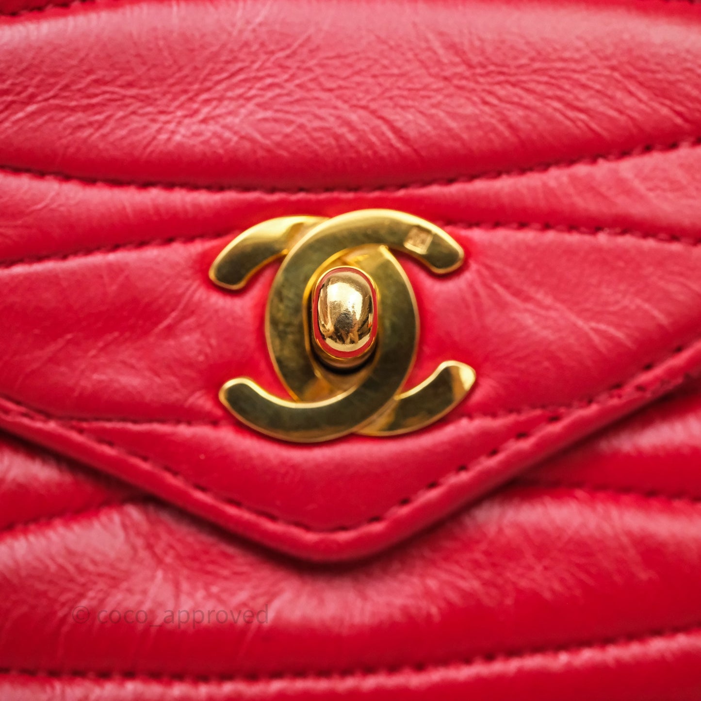 Chanel Vintage Quilted Flap Bag Red Lambskin Gold Hardware