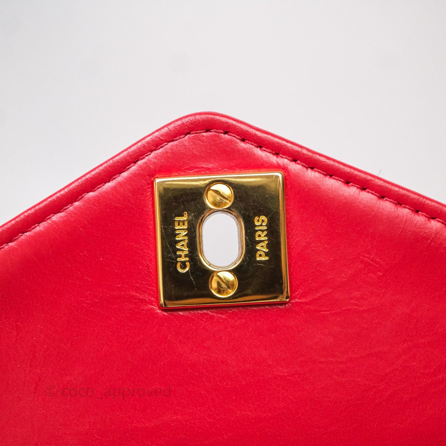 Chanel Vintage Quilted Flap Bag Red Lambskin Gold Hardware