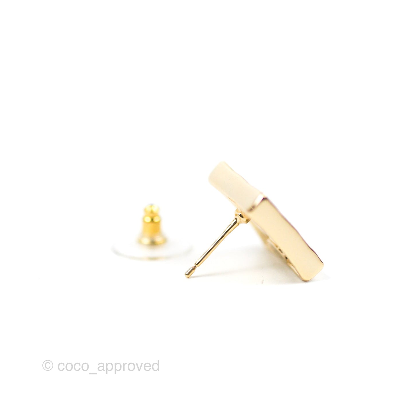 Chanel Black Leather Square CC Earrings Gold Tone 23S