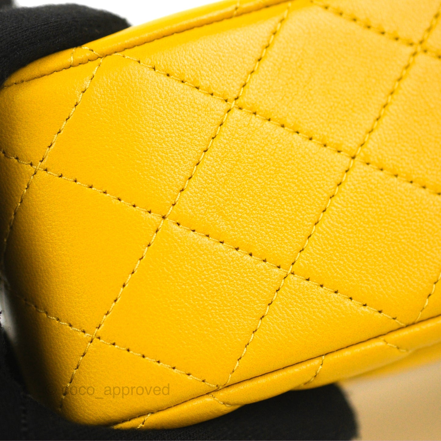 Chanel Top Handle Mini Rectangular Flap Bag Mustard Yellow Lambskin Gold Hardware