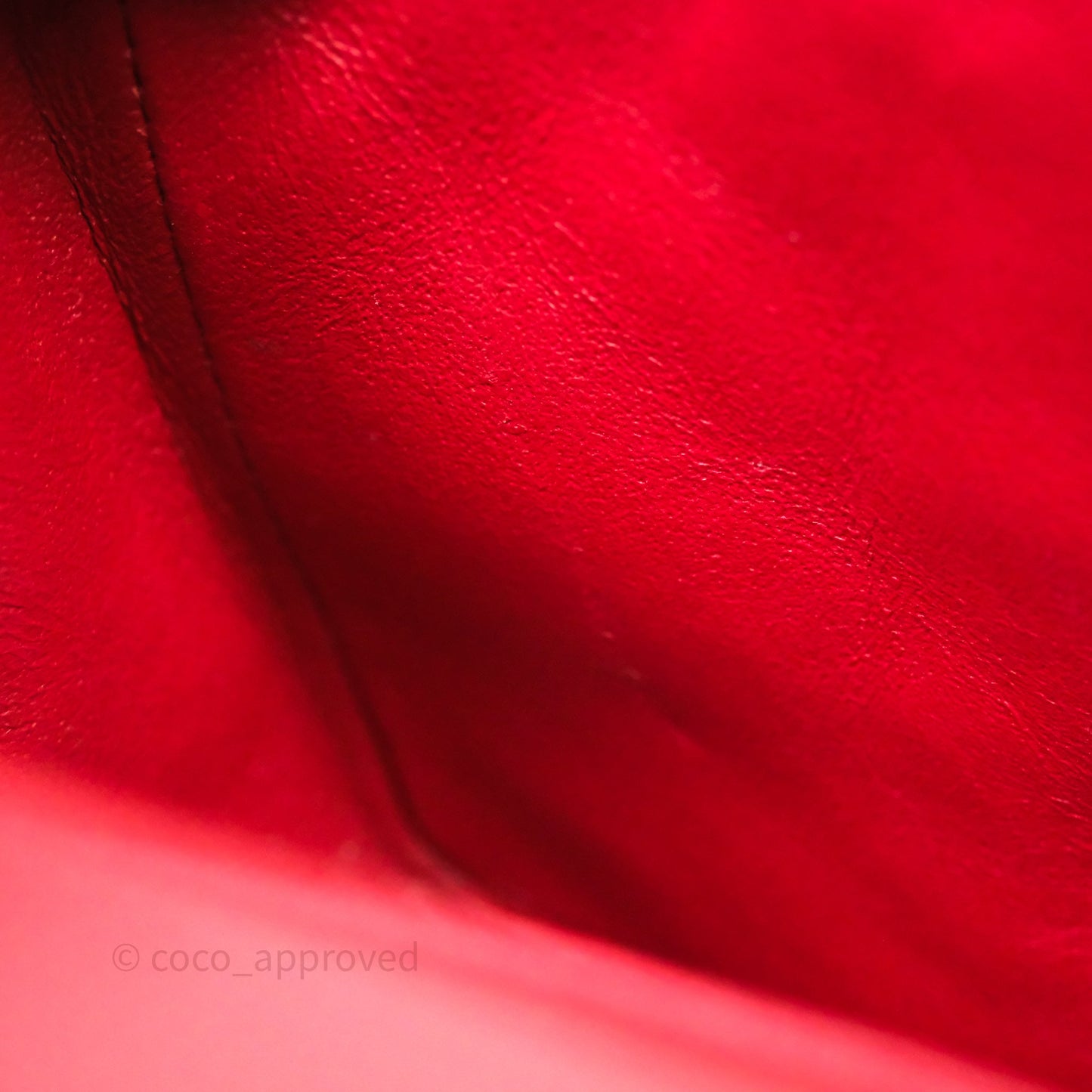 Chanel Mini Square Chervon Red Caviar Silver Hardware