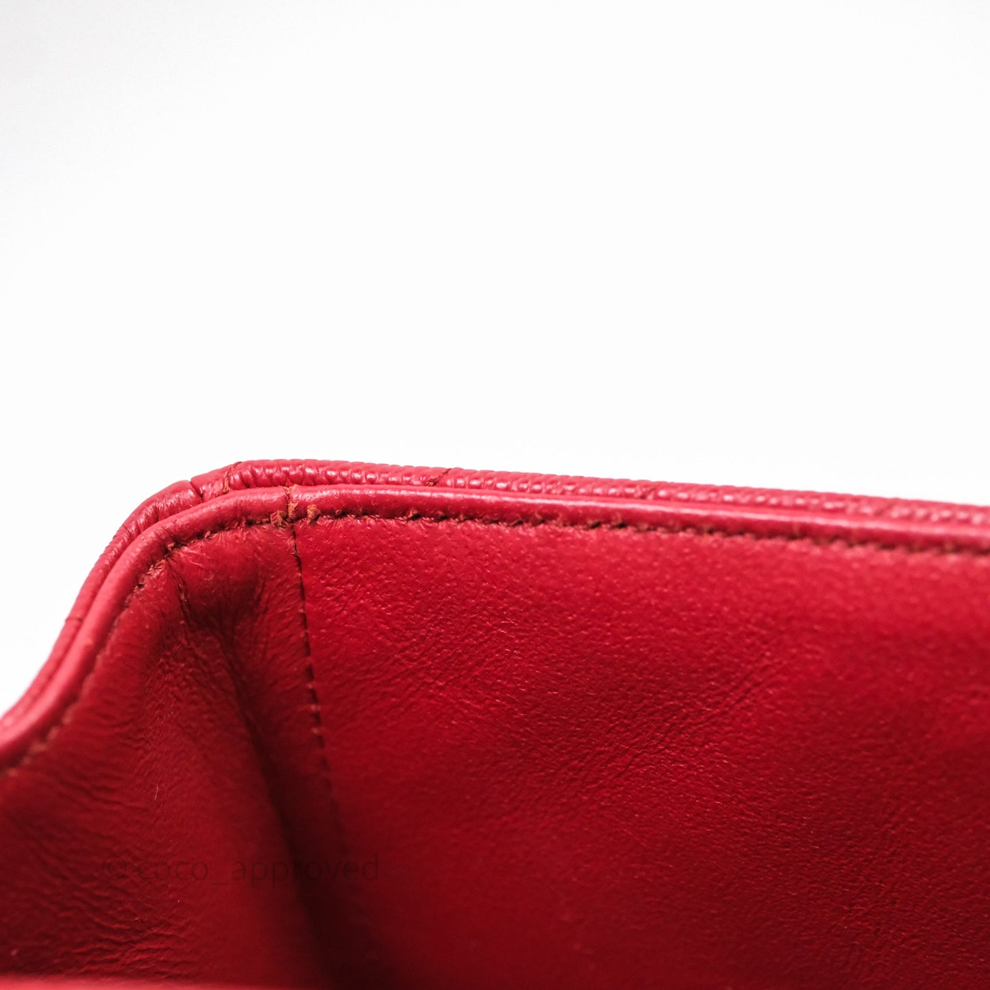 Chanel Mini Square Chervon Red Caviar Silver Hardware