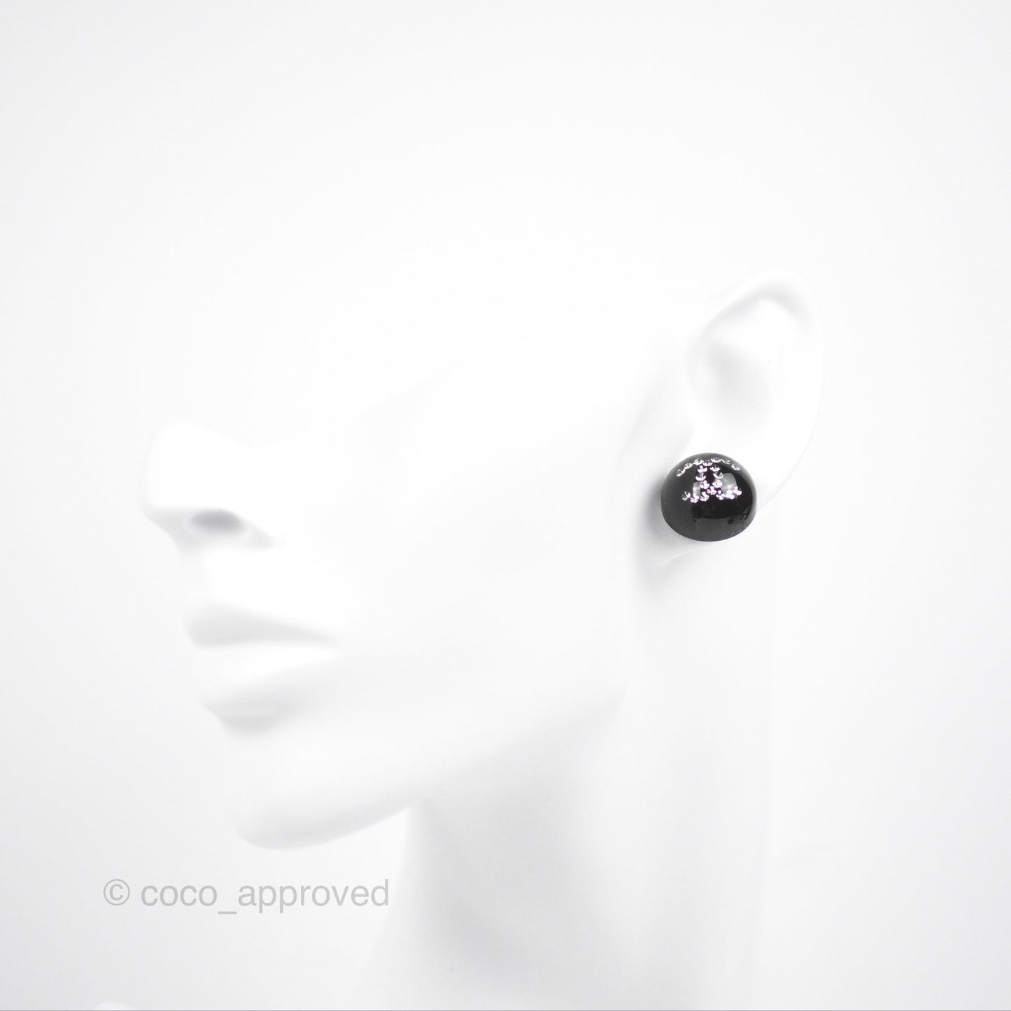 Chanel Round Black CC Earrings 21K