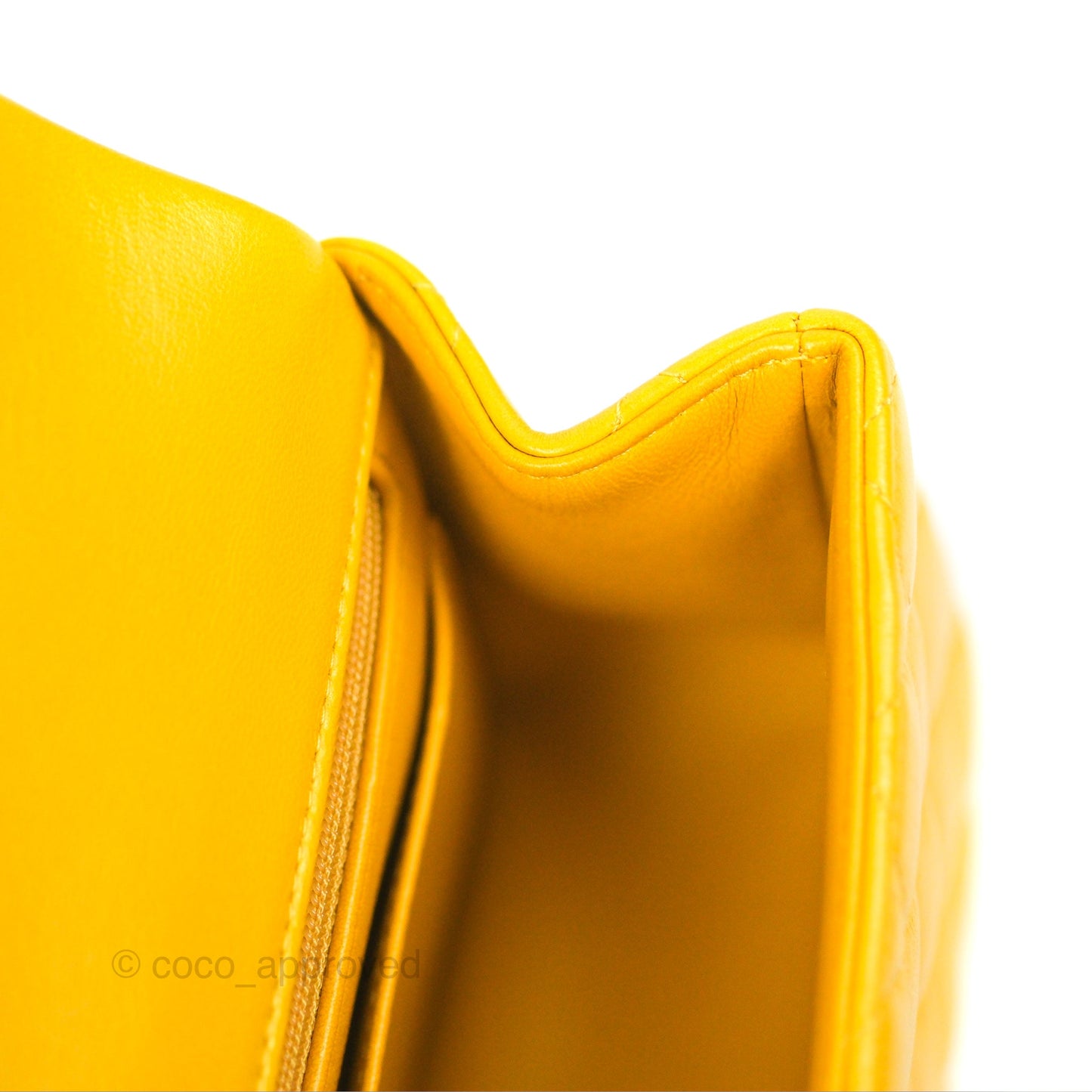Chanel Top Handle Mini Rectangular Flap Bag Mustard Yellow Lambskin Gold Hardware