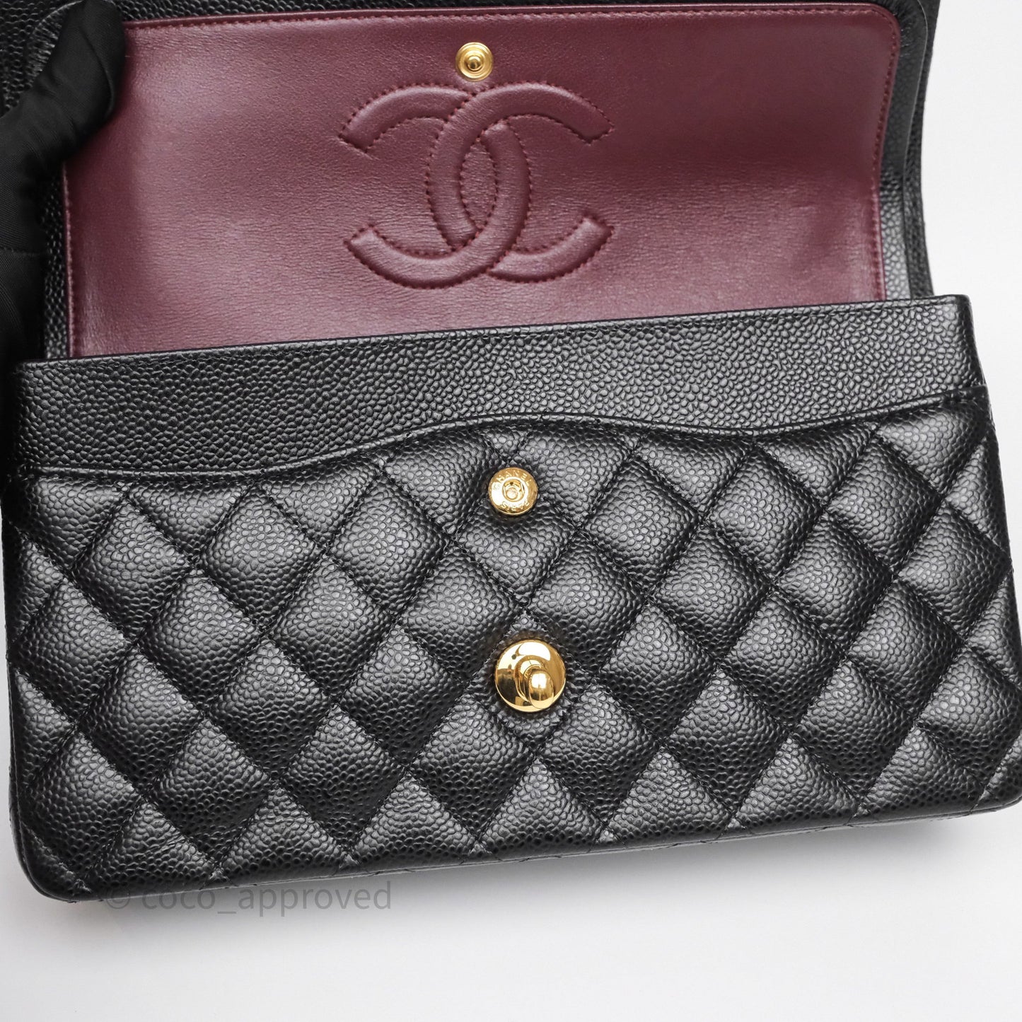 Chanel Classic M/L Medium Flap Quilted Black Caviar Gold Hardware