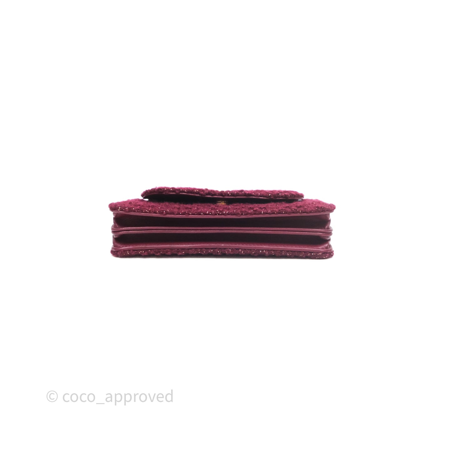 Chanel Clutch With Chain Red Tweed Aged Gold Hardware