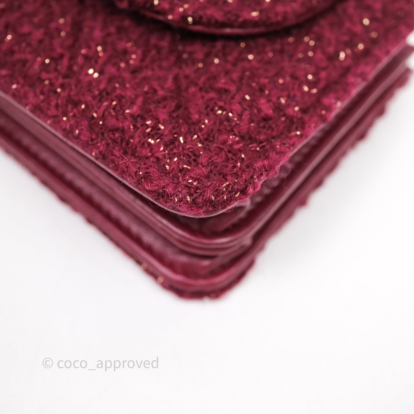 Chanel Clutch With Chain Red Tweed Aged Gold Hardware