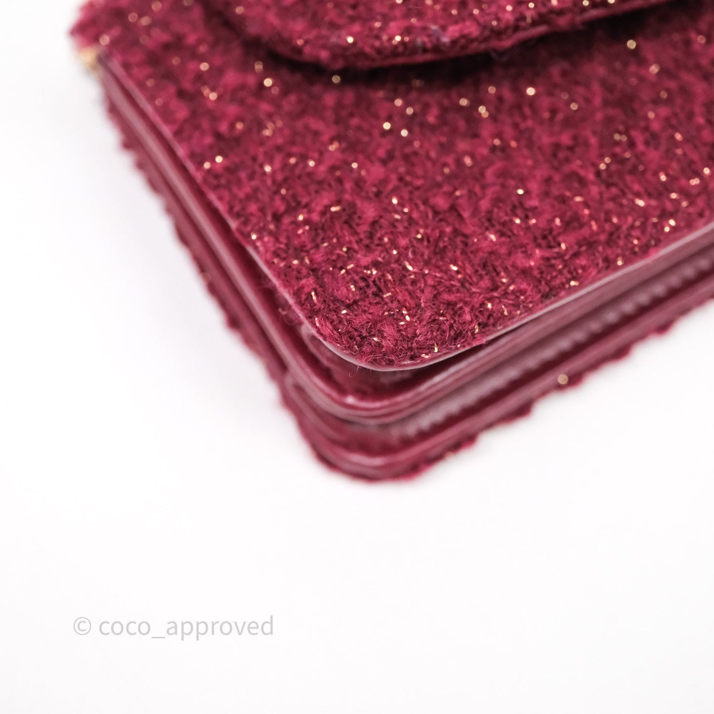 Chanel Clutch With Chain Red Tweed Aged Gold Hardware