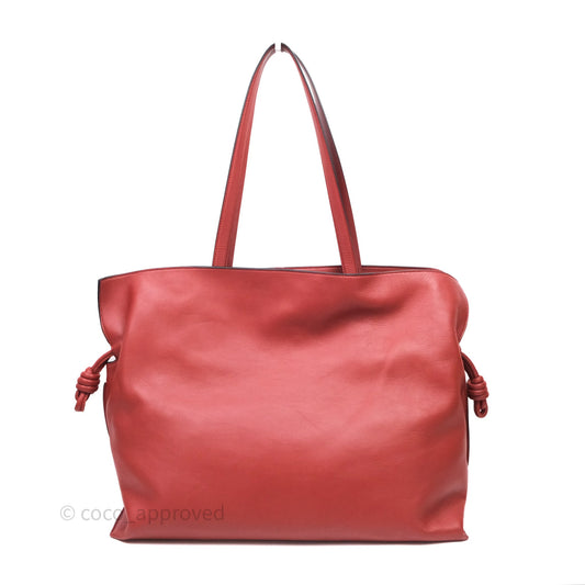 Loewe Flamenco Knot Tote Bag Red Brown Calfskin