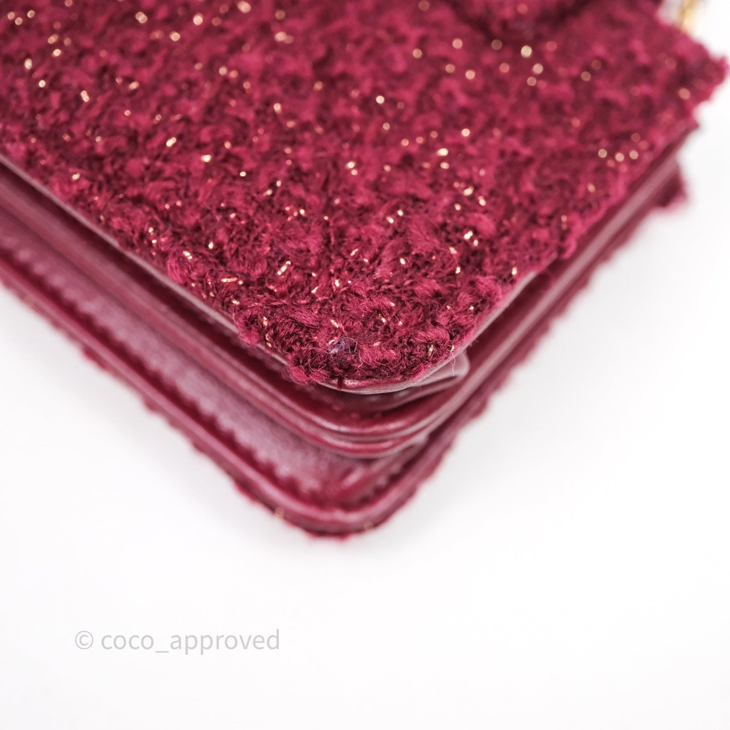 Chanel Clutch With Chain Red Tweed Aged Gold Hardware
