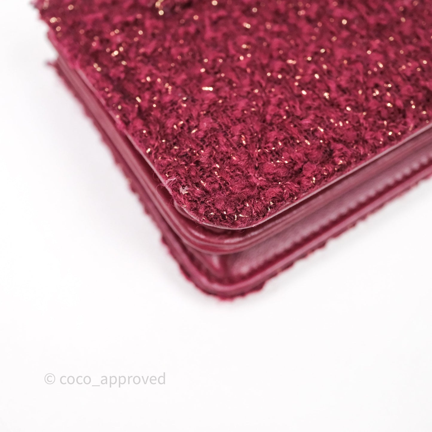 Chanel Clutch With Chain Red Tweed Aged Gold Hardware