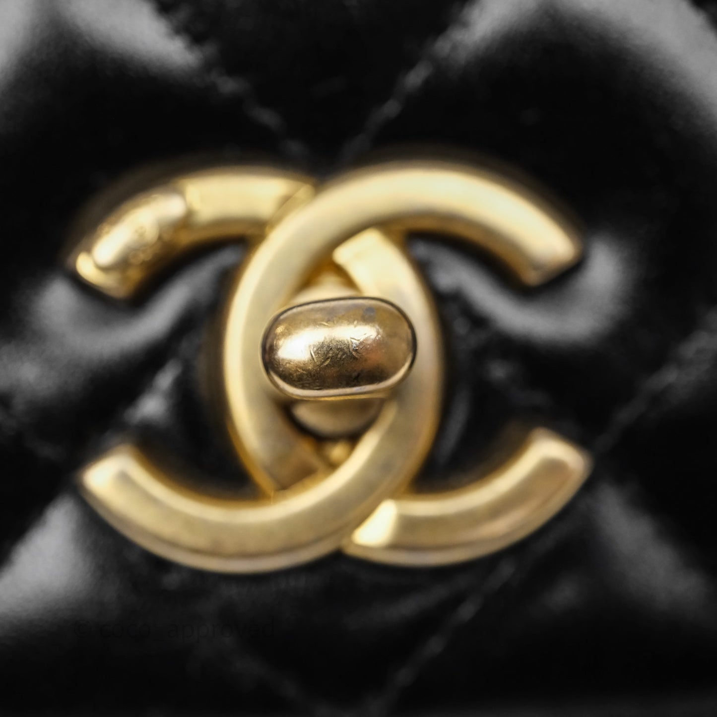 Chanel Quilted Mini Messenger with CC Logo Strap Black Shiny Calfskin/ Suede Goatskin Aged Gold Hardware