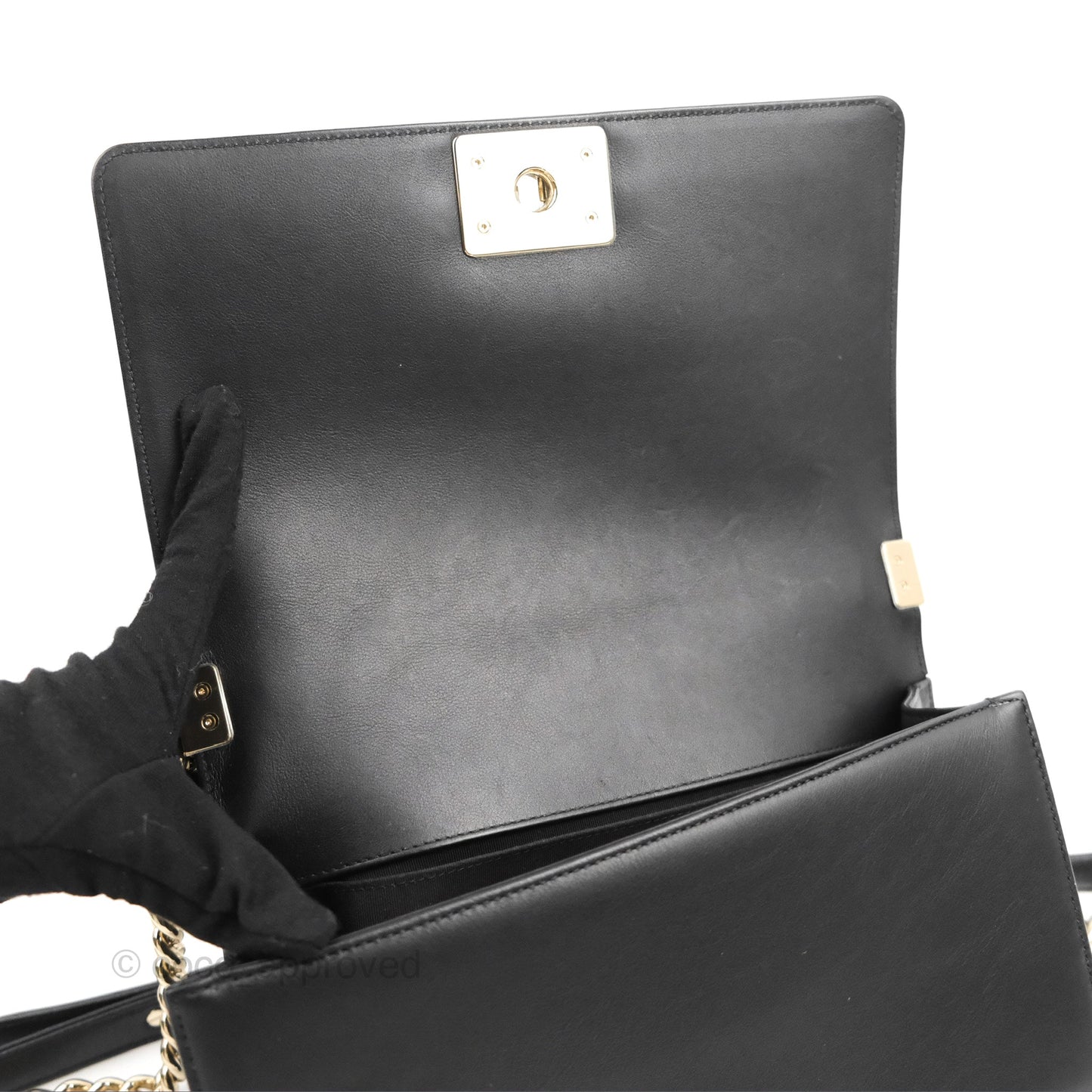 Chanel Chevron Medium Boy Black Calfskin Gold Hardware