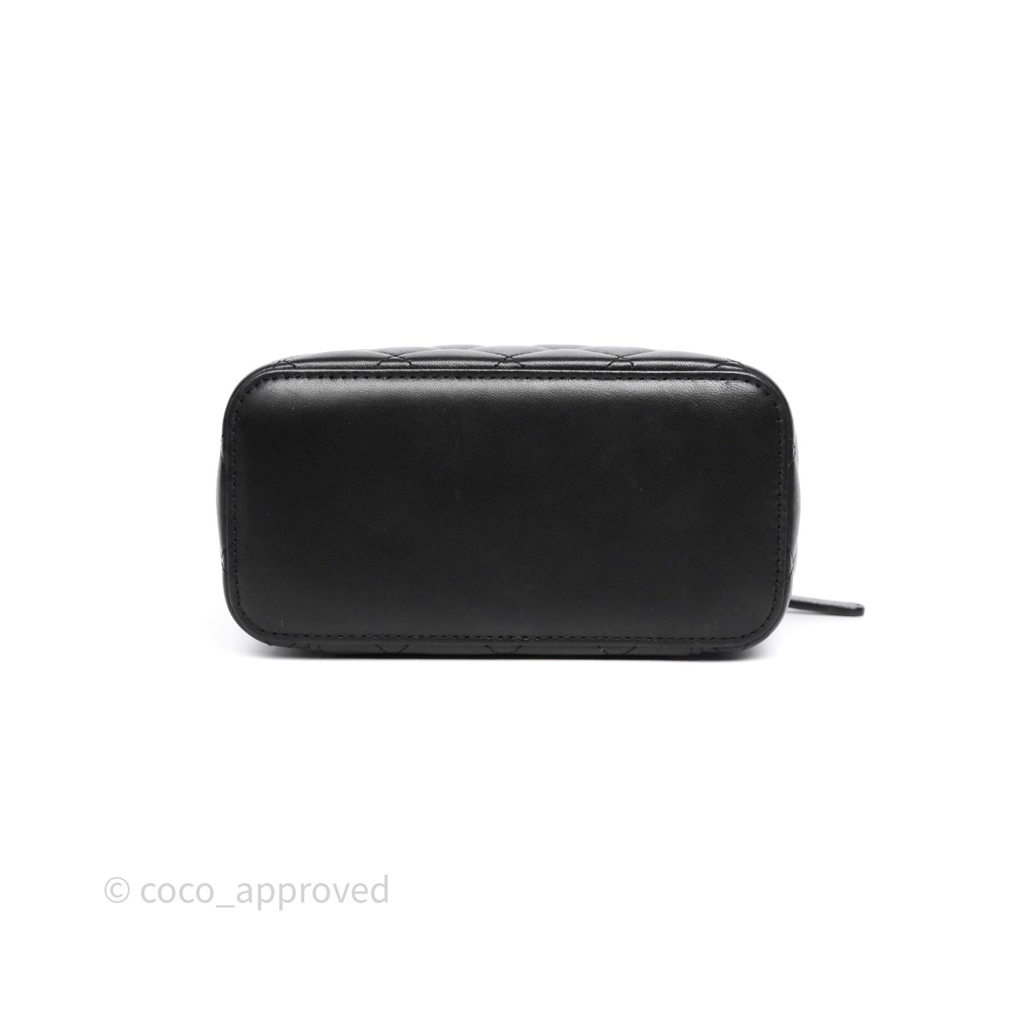 Chanel Vanity Rectangular Top Handle Black Lambskin Gold Hardware