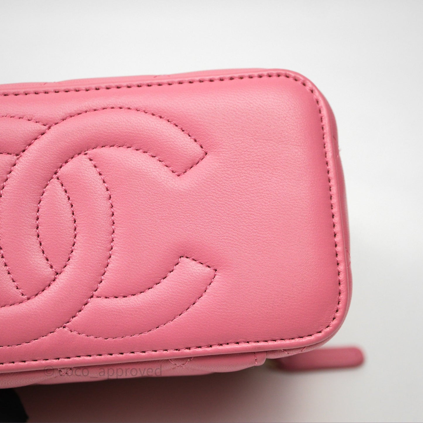 Chanel Vanity Rectangular Top Handle Pink Lambskin Gold Hardware