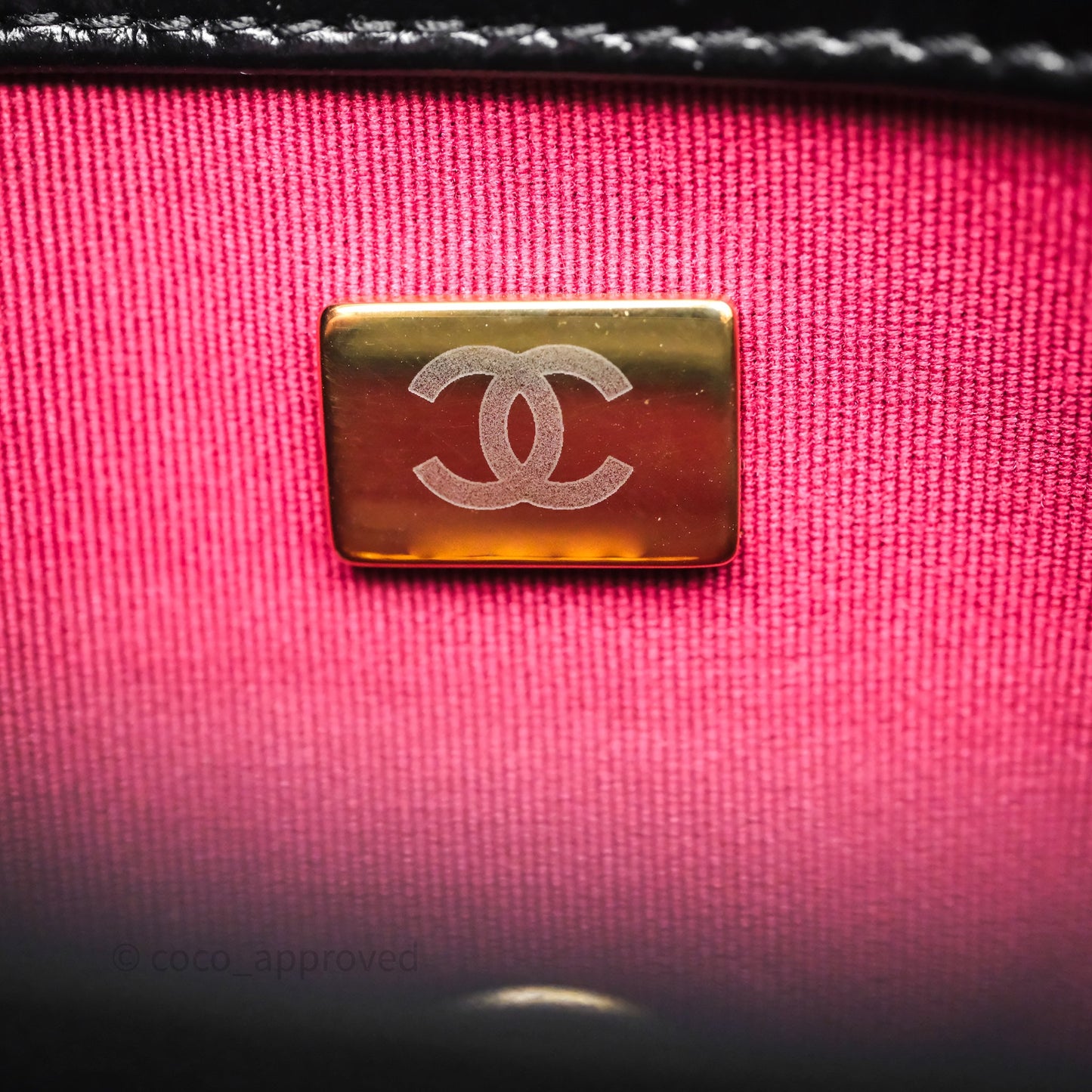 Chanel Quilted Mini Messenger with CC Logo Strap Black Shiny Calfskin/ Suede Goatskin Aged Gold Hardware