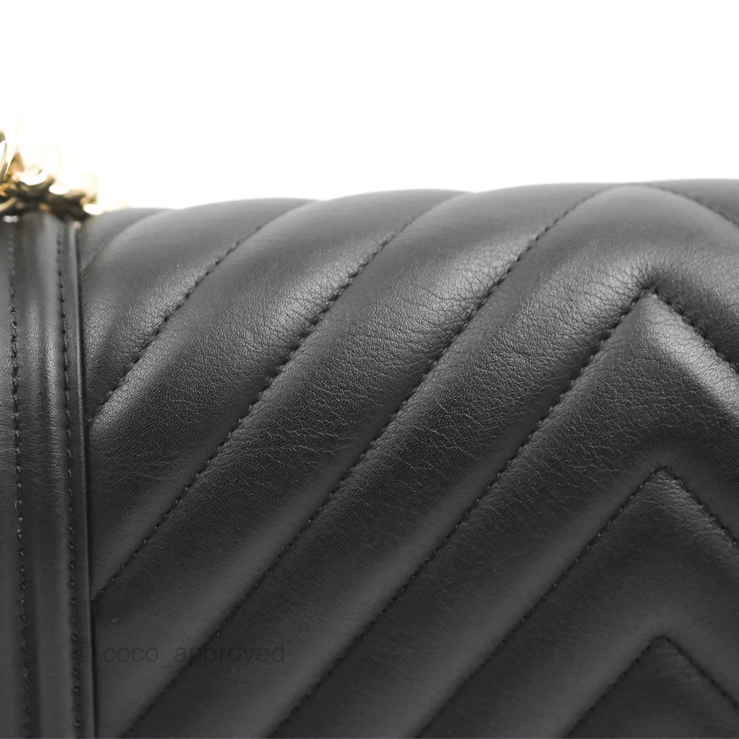 Chanel Chevron Medium Boy Black Calfskin Gold Hardware