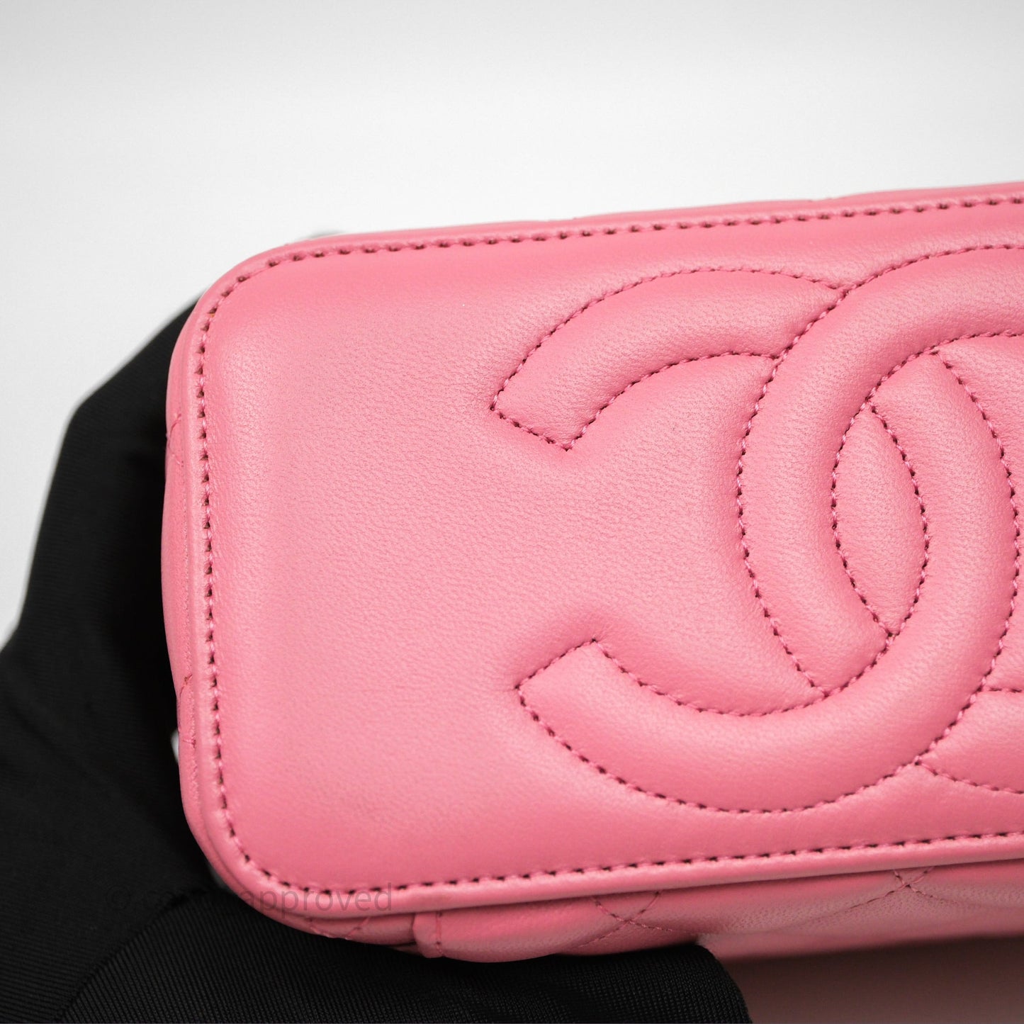 Chanel Vanity Rectangular Top Handle Pink Lambskin Gold Hardware