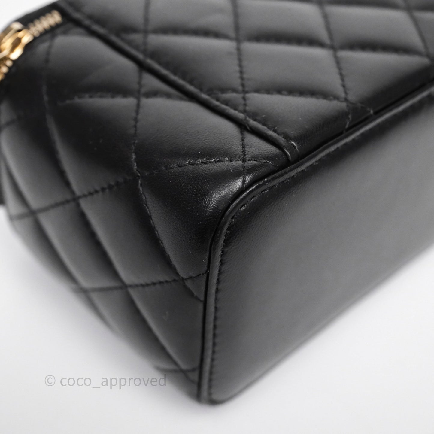 Chanel Vanity Rectangular Top Handle Black Lambskin Gold Hardware