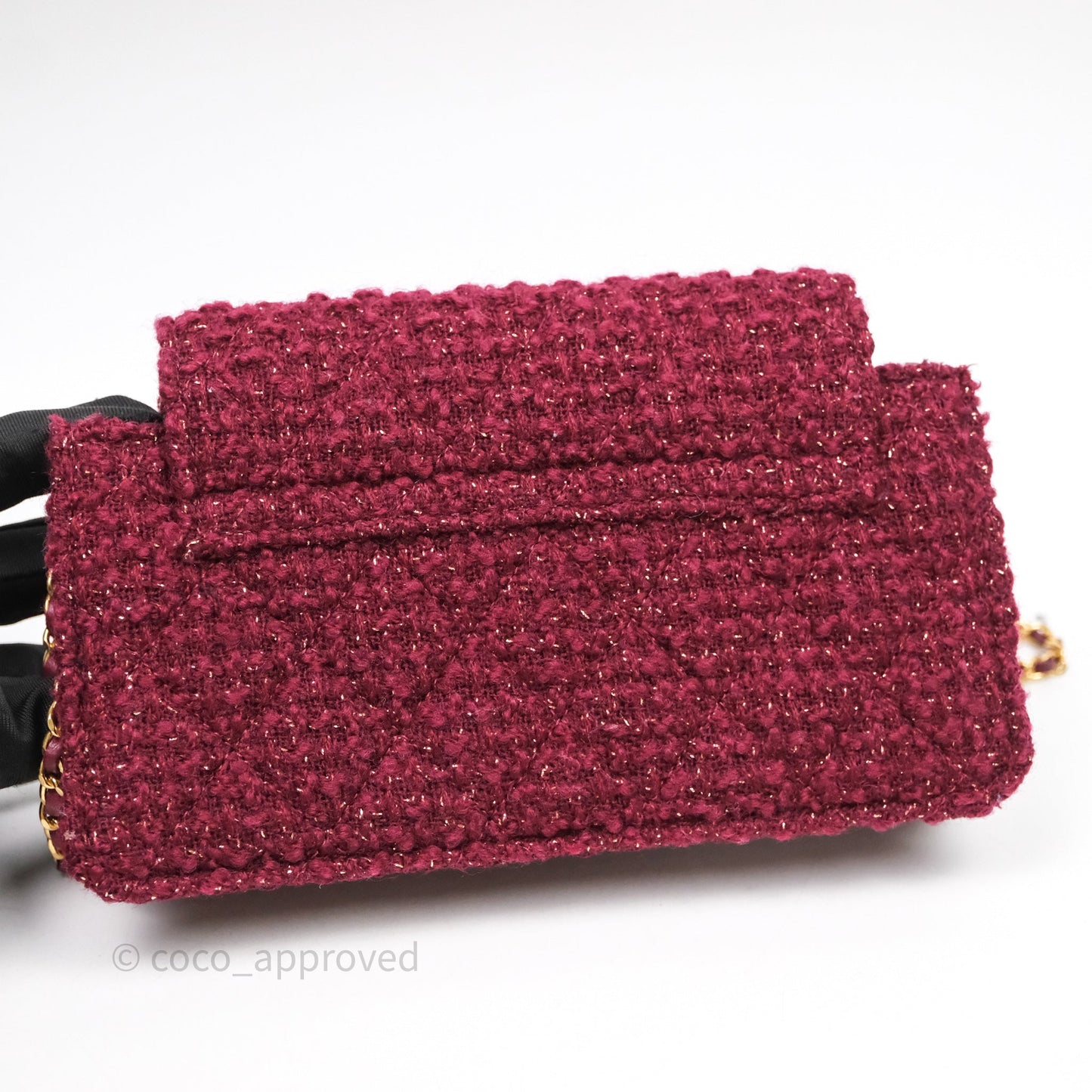 Chanel Clutch With Chain Red Tweed Aged Gold Hardware
