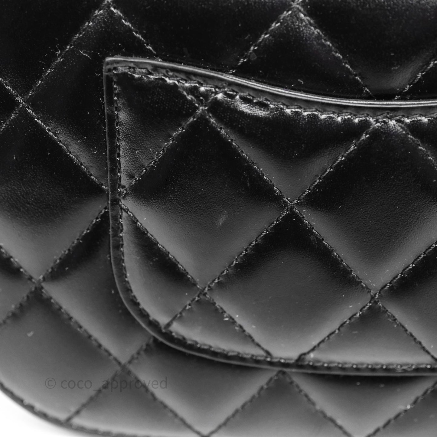 Chanel Quilted Mini Messenger with CC Logo Strap Black Shiny Calfskin/ Suede Goatskin Aged Gold Hardware