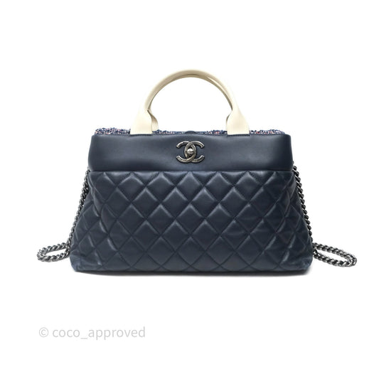 Chanel Quilted Portobello Tote Bag Tweed Lambskin Ruthenium Hardware