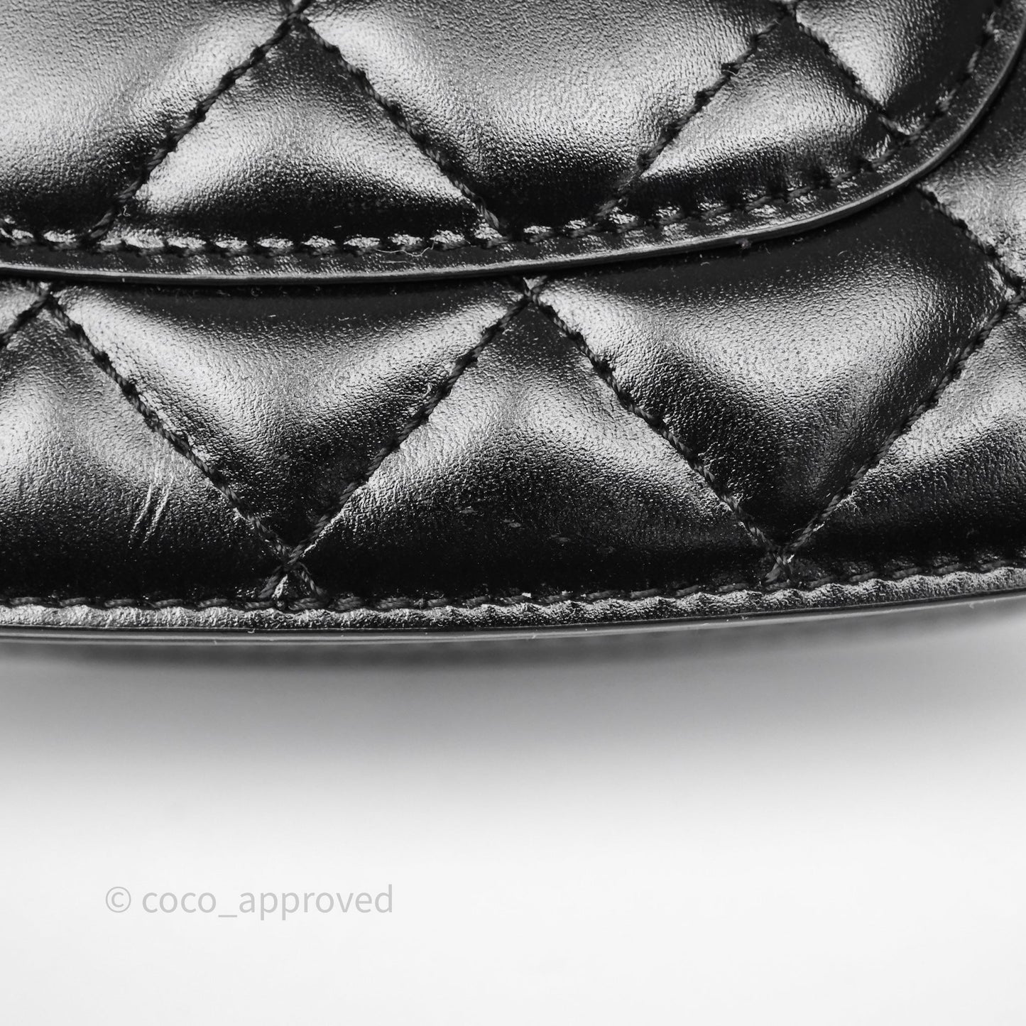 Chanel Quilted Mini Messenger with CC Logo Strap Black Shiny Calfskin/ Suede Goatskin Aged Gold Hardware