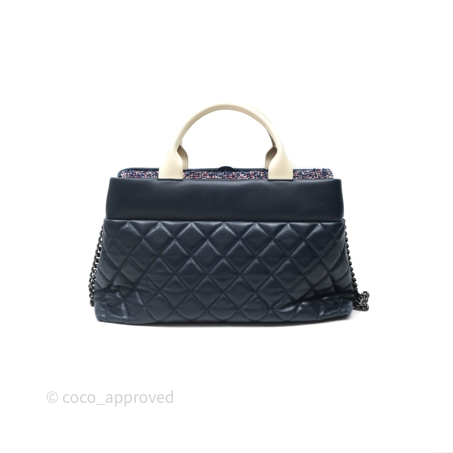 Chanel Quilted Portobello Tote Bag Tweed Lambskin Ruthenium Hardware