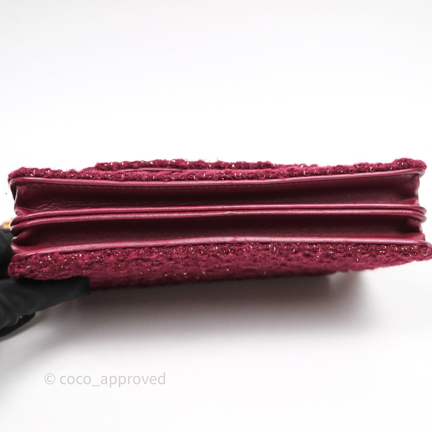 Chanel Clutch With Chain Red Tweed Aged Gold Hardware