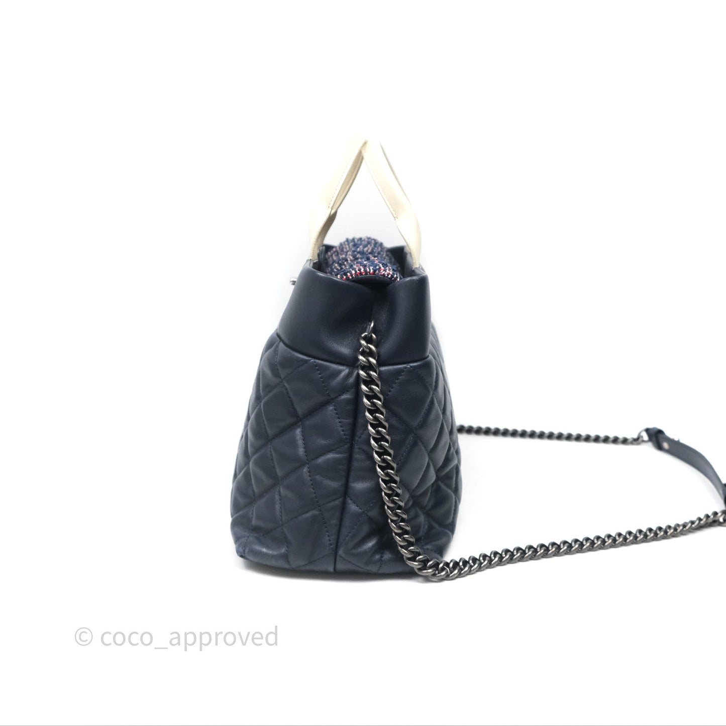 Chanel Quilted Portobello Tote Bag Tweed Lambskin Ruthenium Hardware