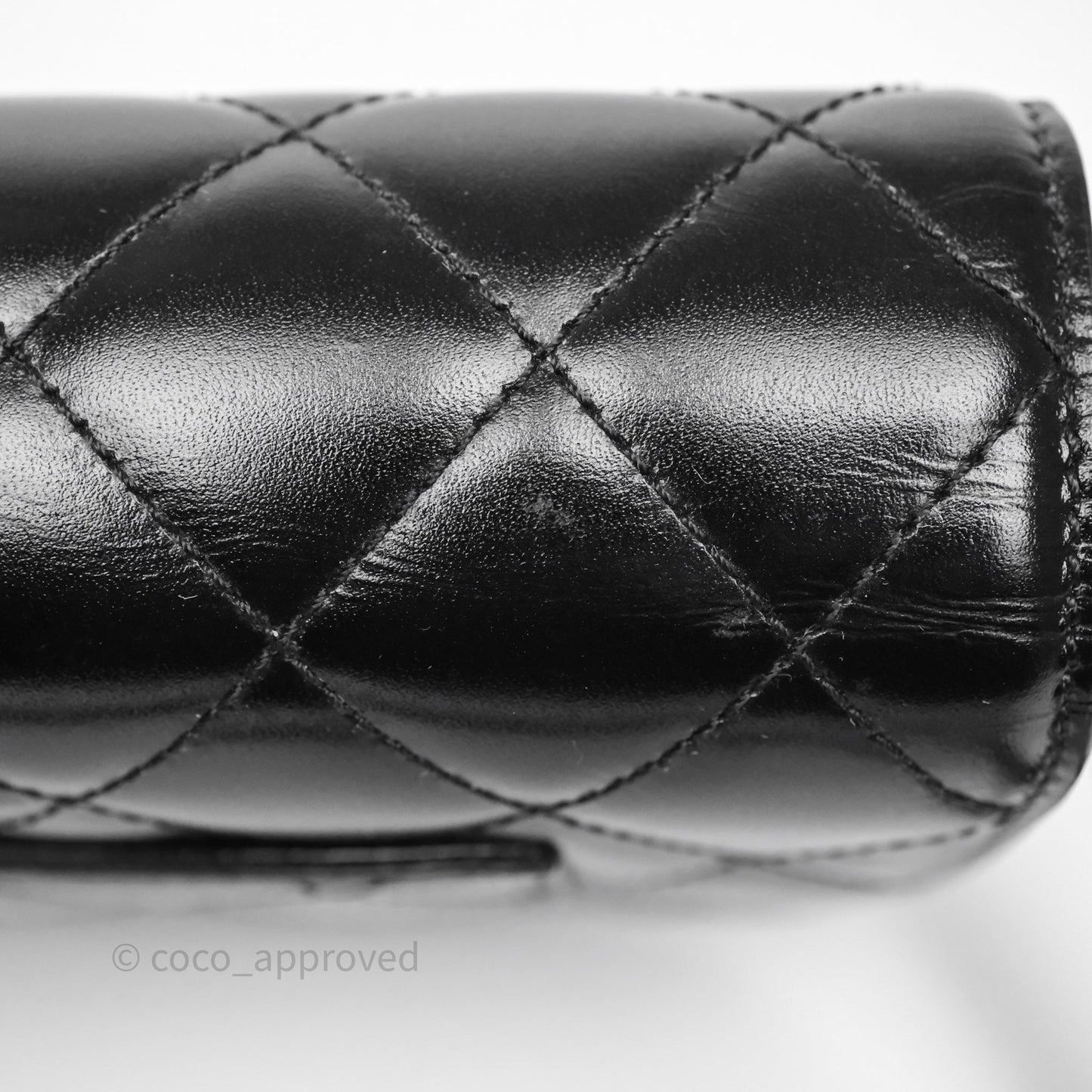 Chanel Quilted Mini Messenger with CC Logo Strap Black Shiny Calfskin/ Suede Goatskin Aged Gold Hardware