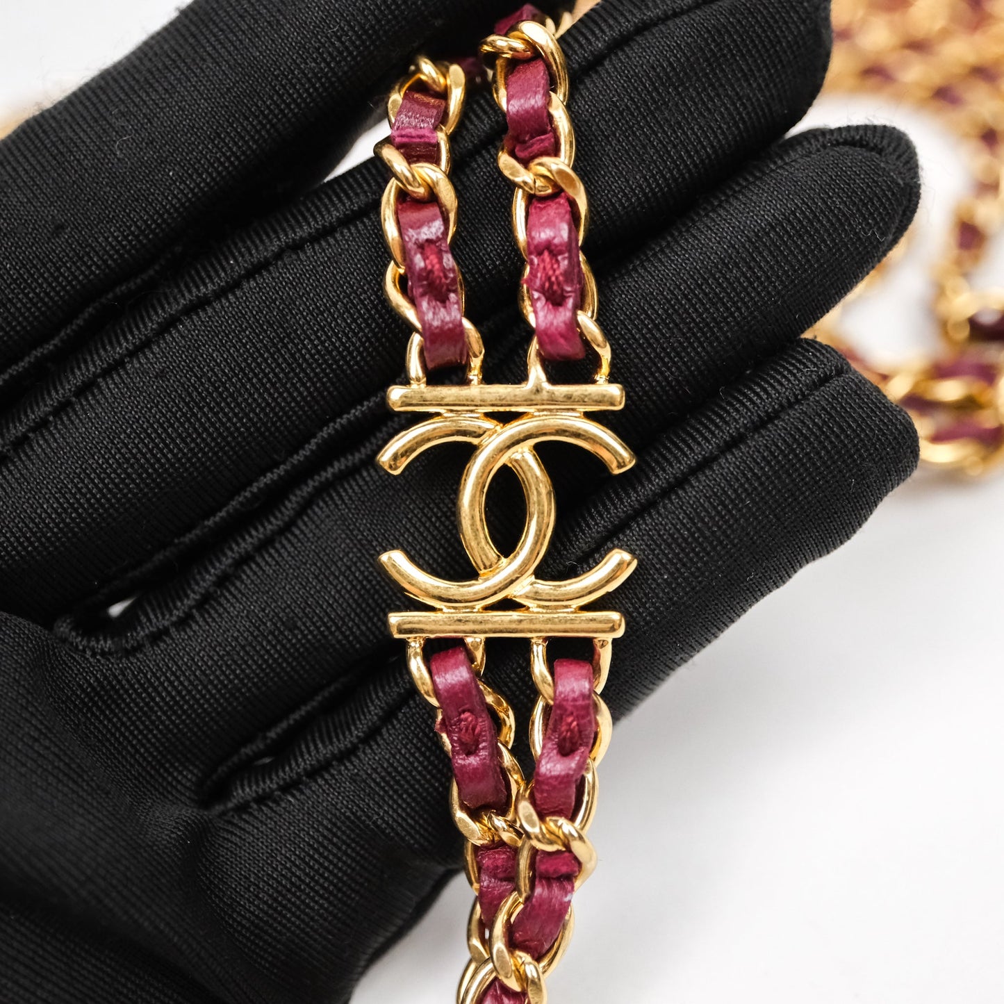 Chanel Clutch With Chain Red Tweed Aged Gold Hardware
