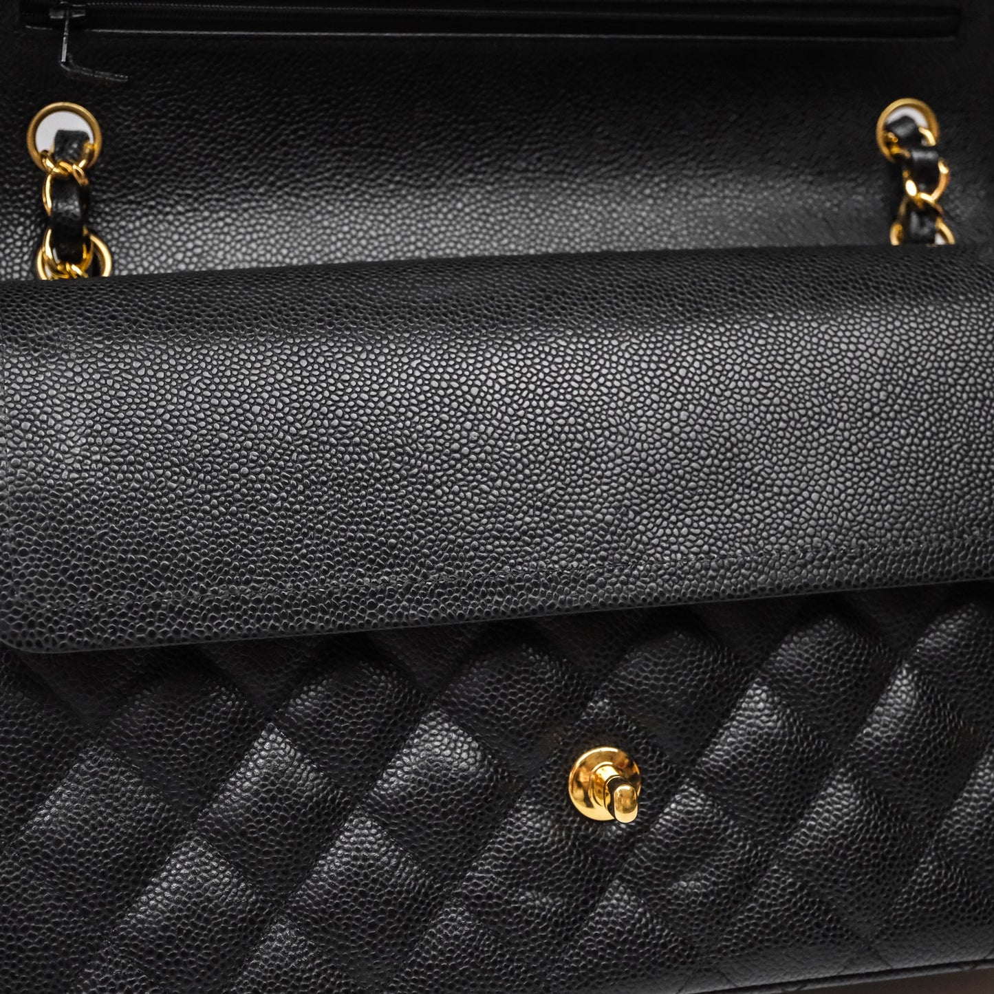 Chanel Jumbo Double Flap Black Caviar Gold Hardware⁣⁣