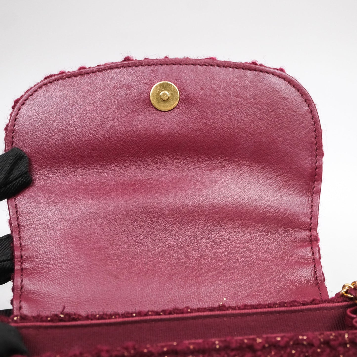 Chanel Clutch With Chain Red Tweed Aged Gold Hardware
