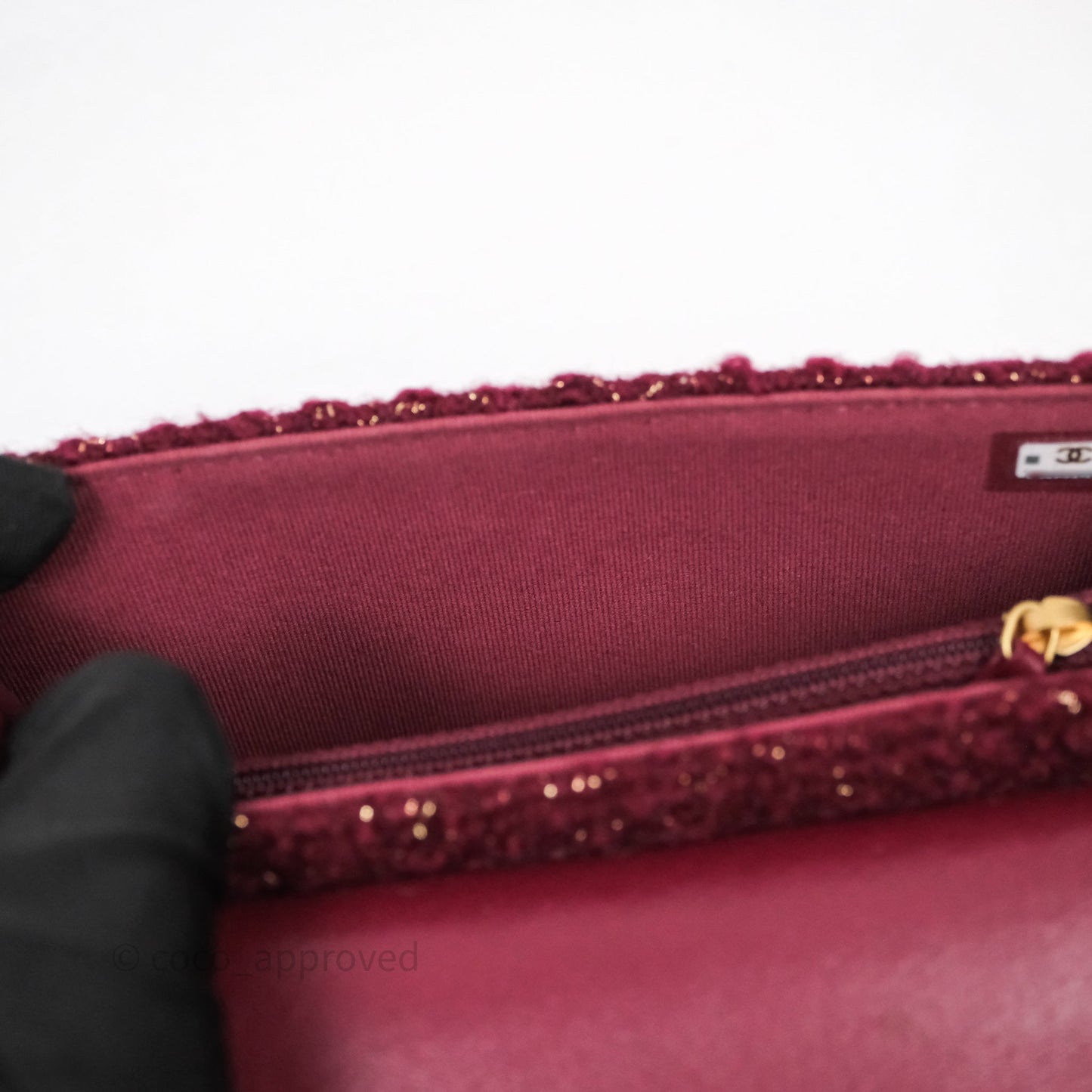 Chanel Clutch With Chain Red Tweed Aged Gold Hardware