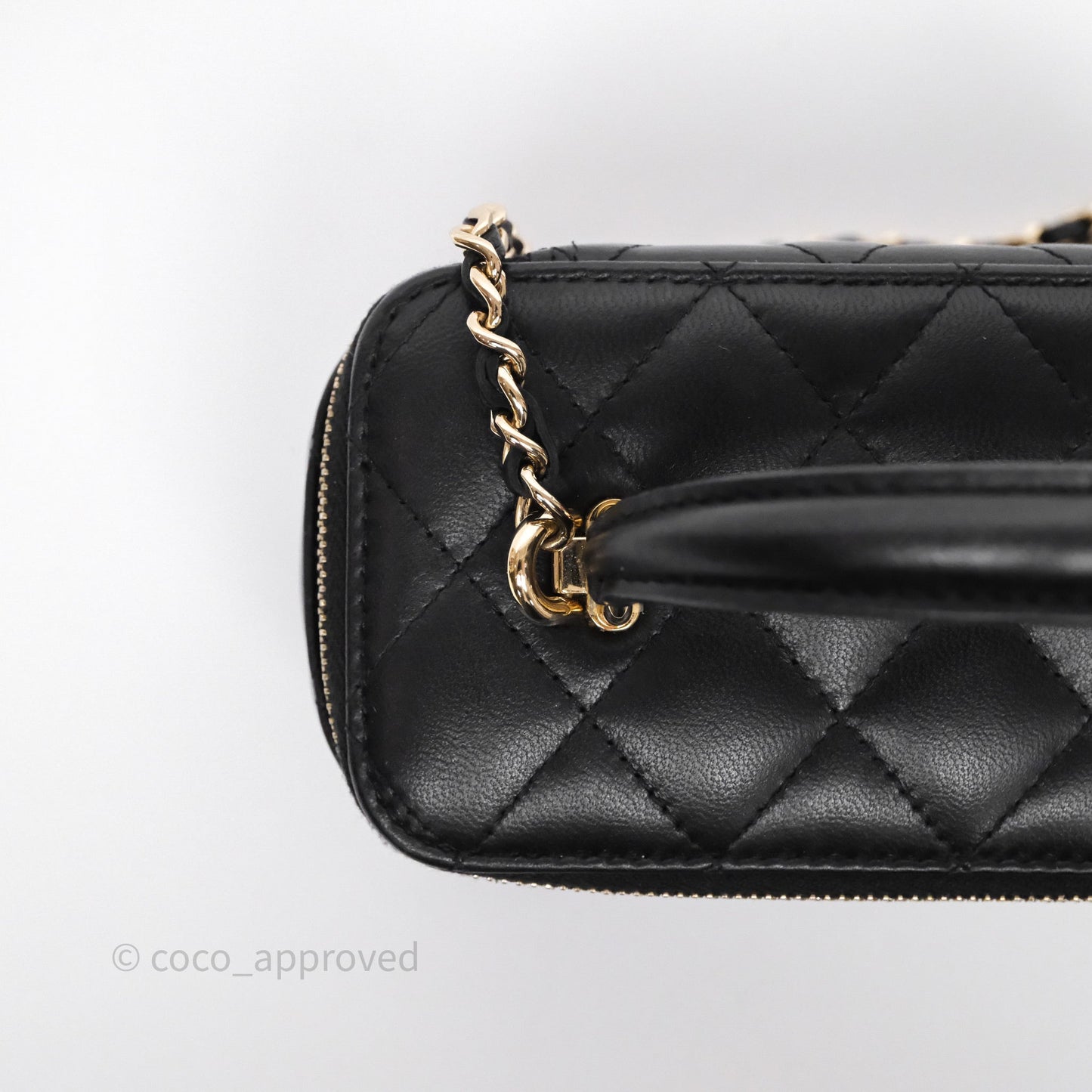 Chanel Vanity Rectangular Top Handle Black Lambskin Gold Hardware