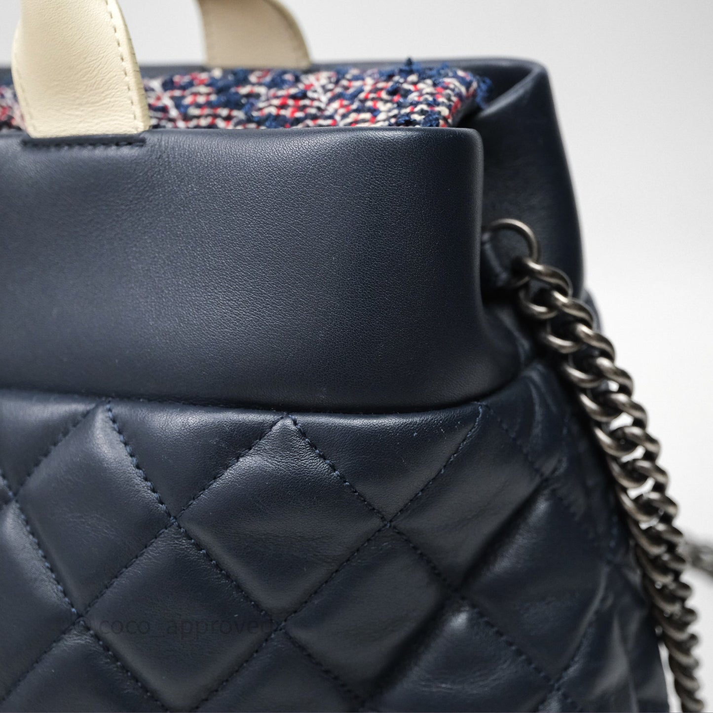 Chanel Quilted Portobello Tote Bag Tweed Lambskin Ruthenium Hardware