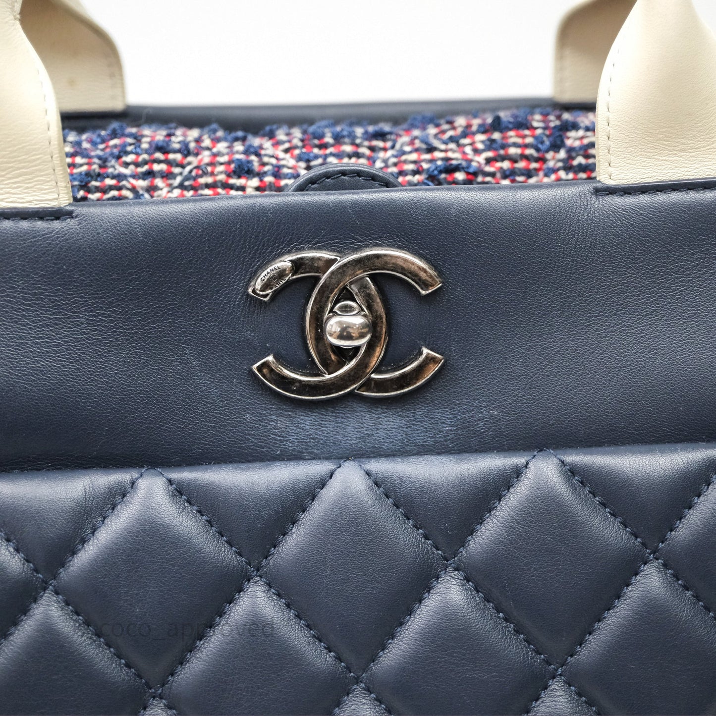 Chanel Quilted Portobello Tote Bag Tweed Lambskin Ruthenium Hardware