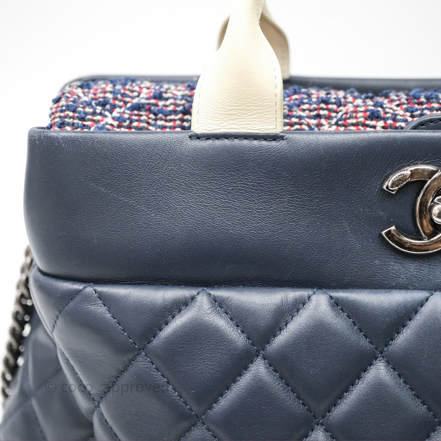 Chanel Quilted Portobello Tote Bag Tweed Lambskin Ruthenium Hardware