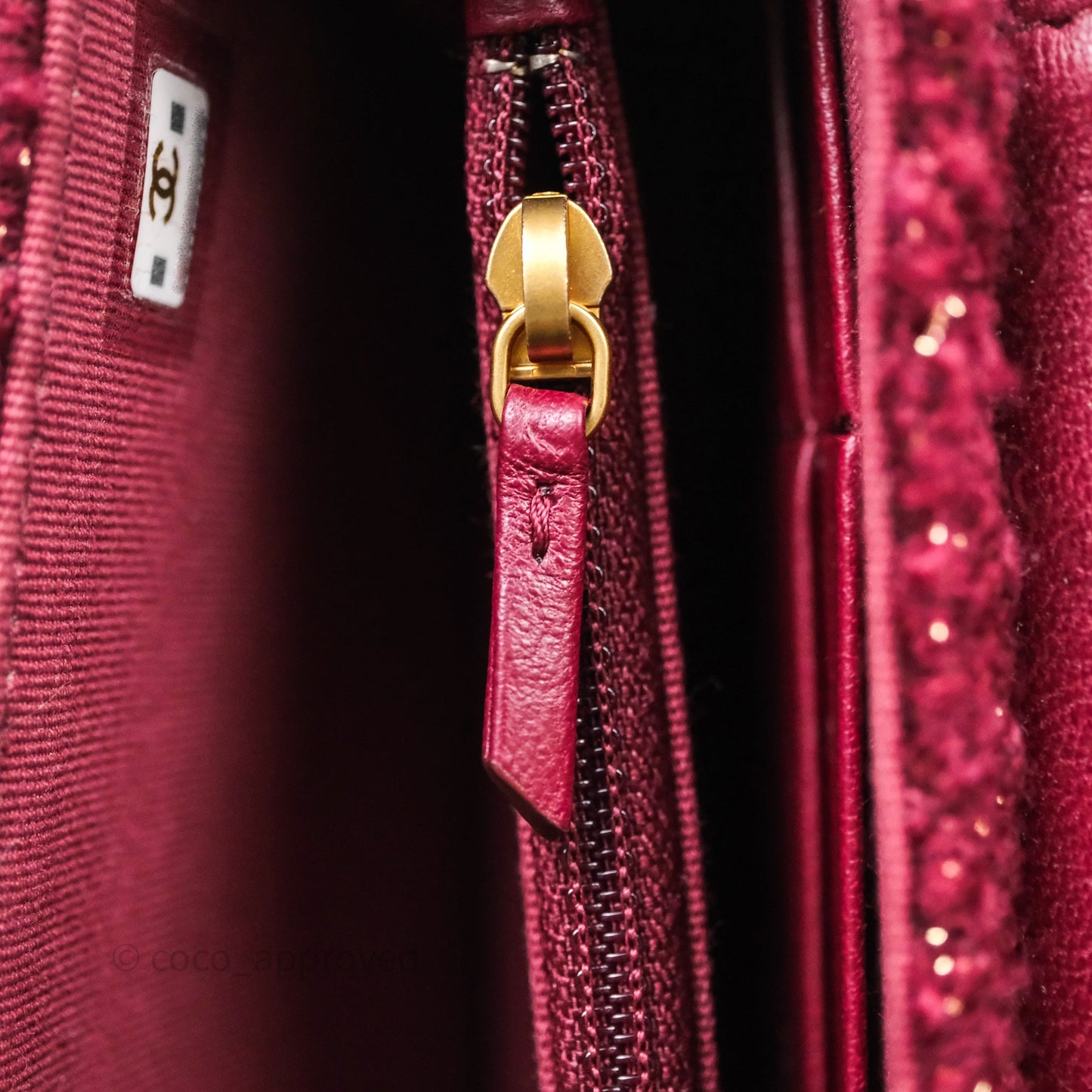 Chanel Clutch With Chain Red Tweed Aged Gold Hardware