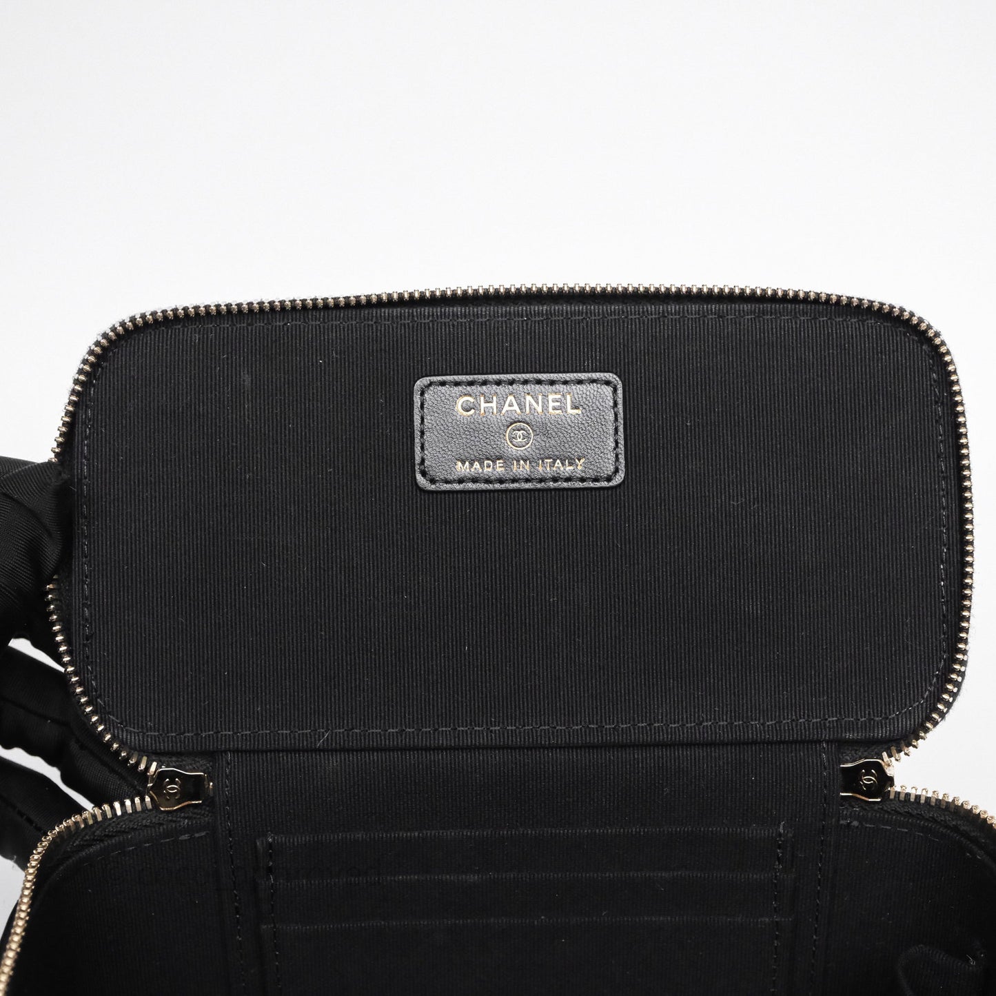 Chanel Vanity Rectangular Top Handle Black Lambskin Gold Hardware