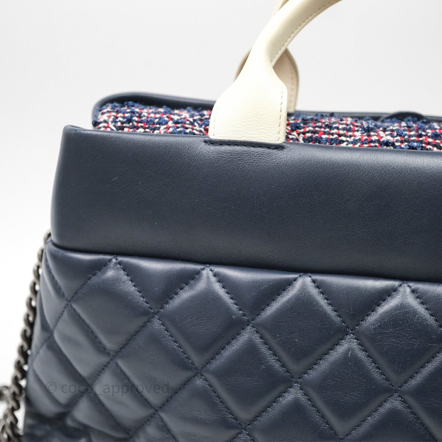 Chanel Quilted Portobello Tote Bag Tweed Lambskin Ruthenium Hardware