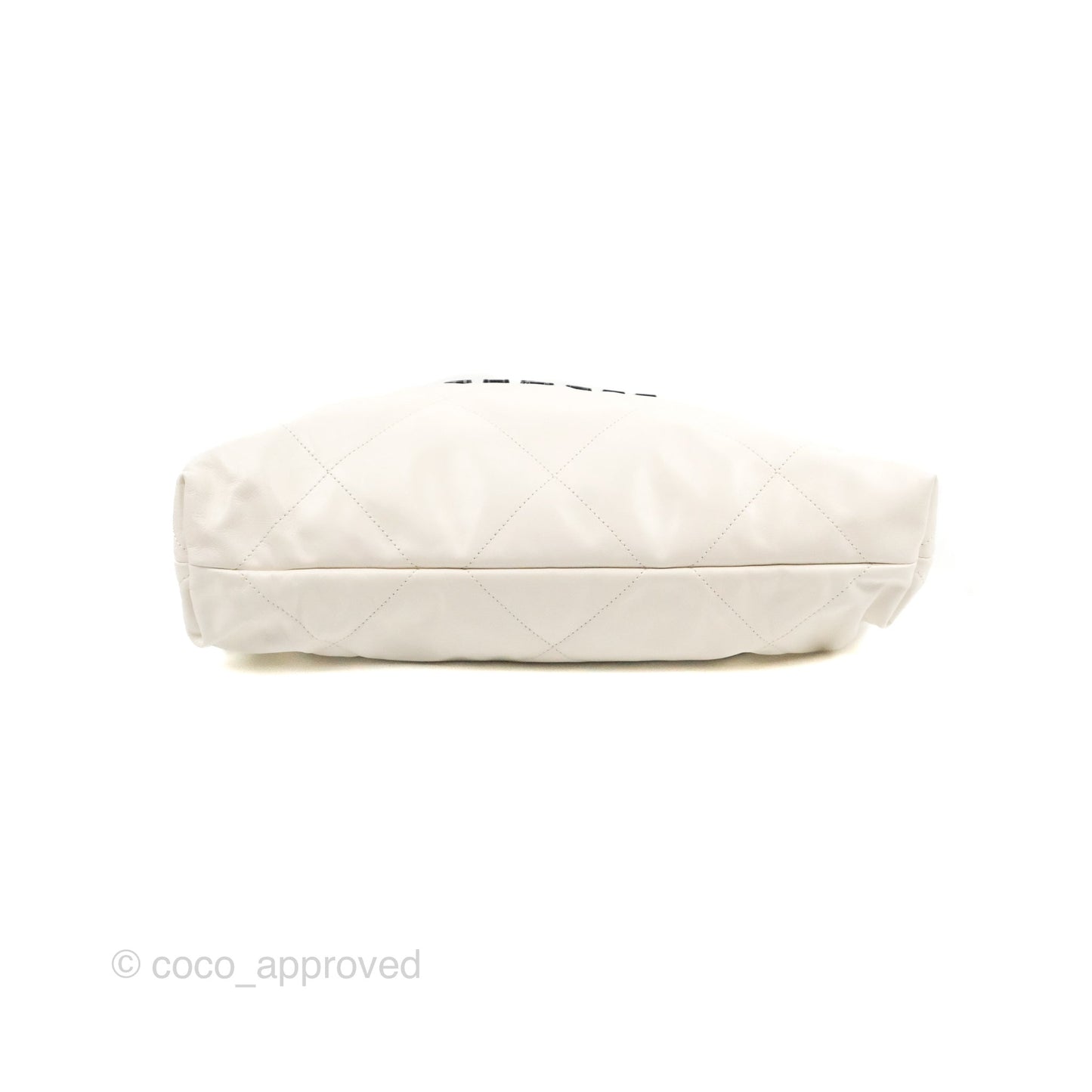 Chanel 22 Medium White Black Logo Aged Calfskin Aged Gold Hardware