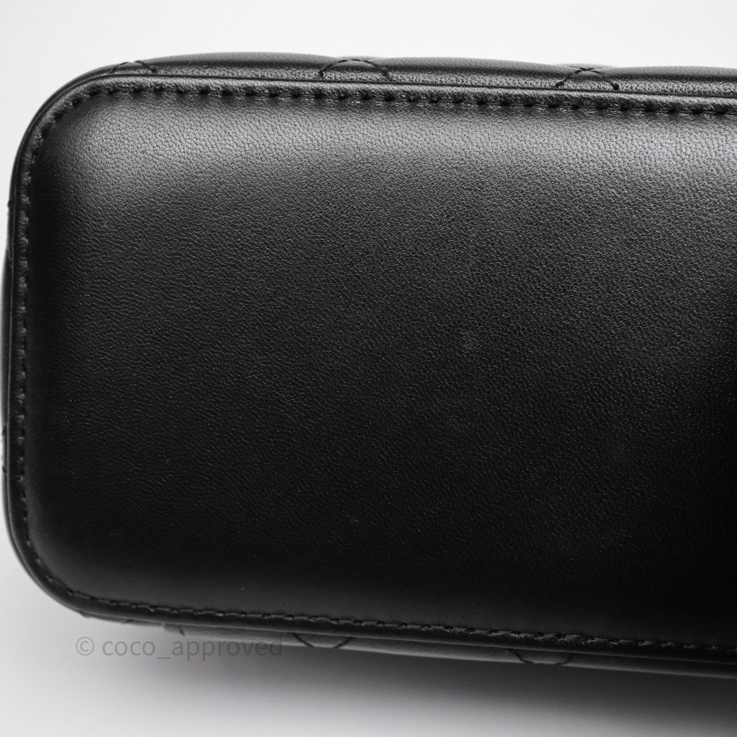 Chanel Vanity Rectangular Top Handle Black Lambskin Gold Hardware